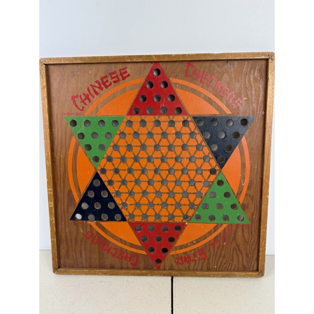 Vintage 1938 Wooden Chinese Checkers Board